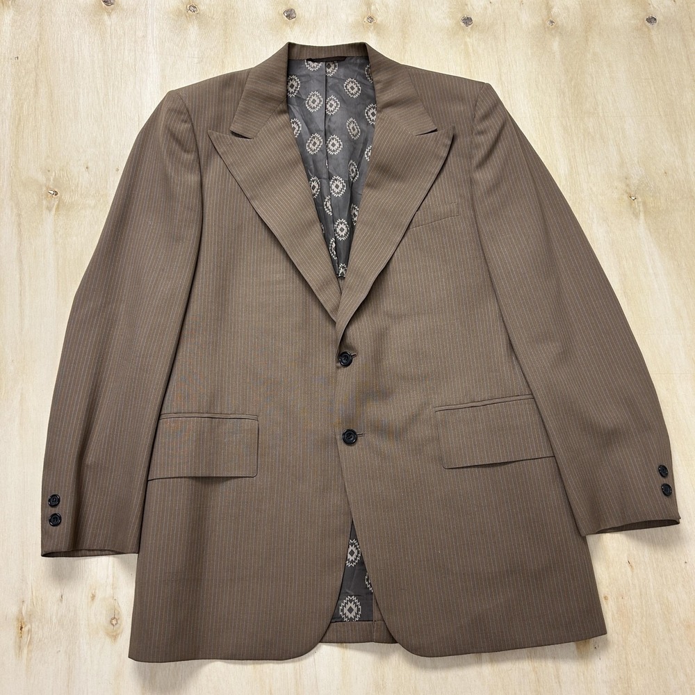 Petrocelli Blazer Mens 44 Brown Striped Sport Coat Jacket Classic Business